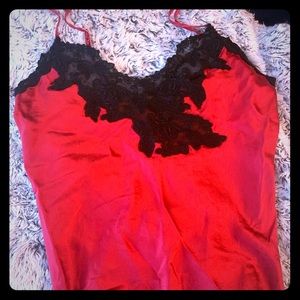 Red silk top